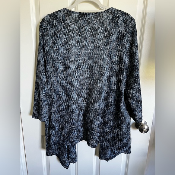 Chicos Open Front Blue Knit Sweater Size 2 Large Lightweight Lagenlook Boho - Picture 3 of 7